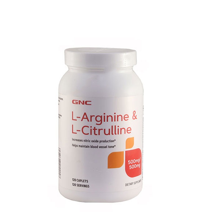 L-АРГИНИН 500 мг. + L-ЦИТРУЛИН 500 мг. каплети 120 броя / GNC L-ARGININE + L-CITRULLINE