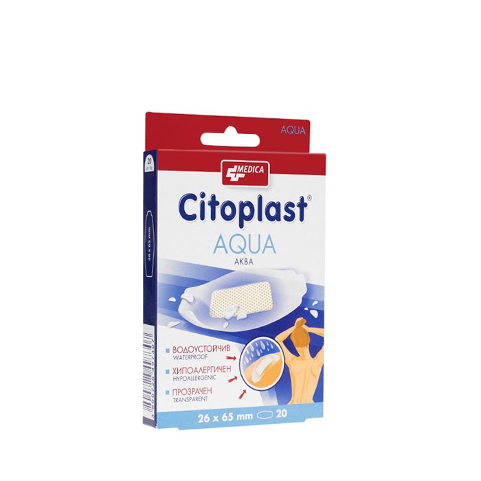 ЦИТОПЛАСТ АКВА 26 мм. х 65 мм. 20 броя / MEDICA CITOPLAST AQUA ...
