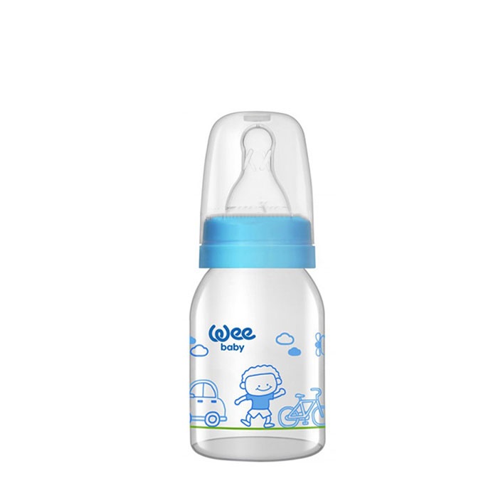 УИ БЕЙБИ СТЪКЛЕНО ШИШЕ С БИБЕРОН 125 мл. 877 / WEE BABY GLASS FEEDING BOTTLE 877