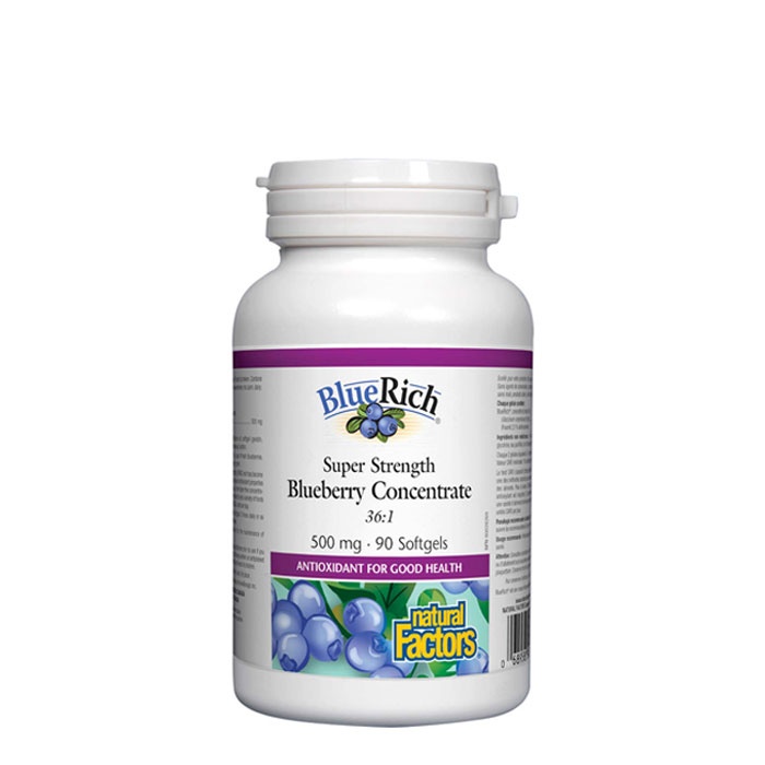 НАТУРАЛ ФАКТОРС СИНЯ БОРОВИНКА СУПЕР КОНЦЕНТРАТ капсули 90 броя / NATURAL FACTORS BLUERICH SUPER STRENGTH BLUEBERRY CONCENTRATE