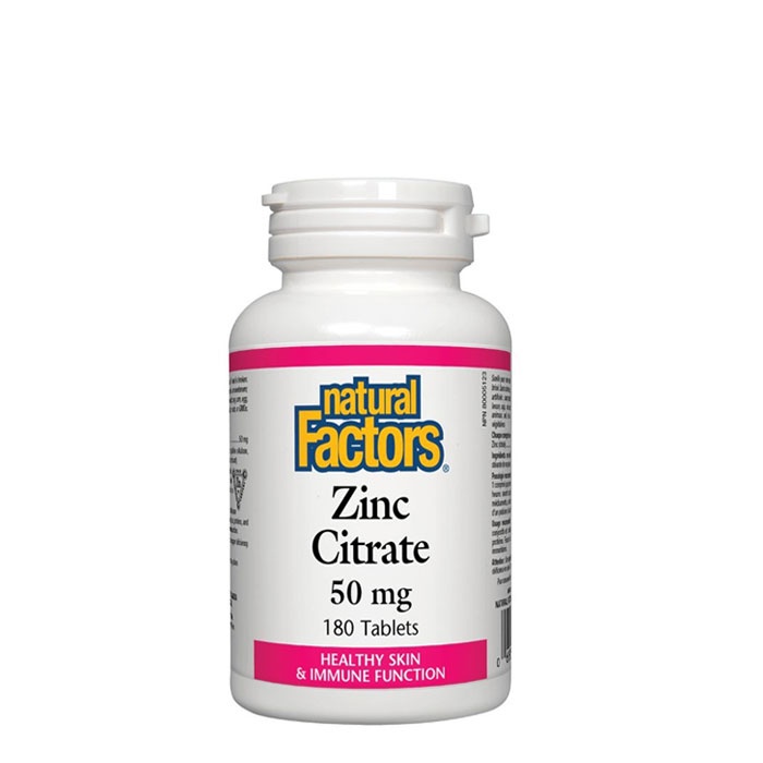 НАТУРАЛ ФАКТОРС ЦИНК ЦИТРАТ таблетки 50 мг 180 броя / NATURAL FACTORS ZINC CITRATE