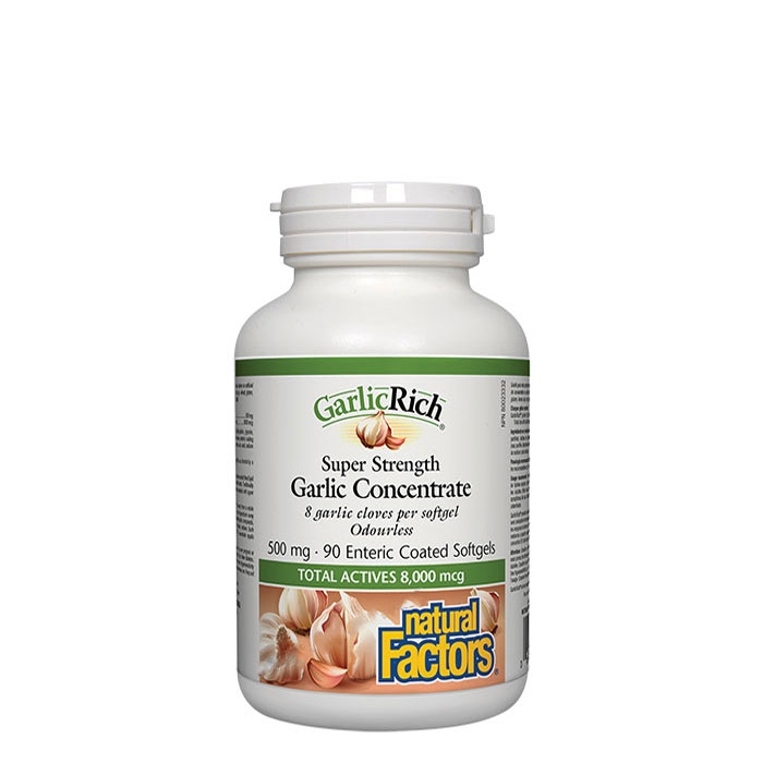 НАТУРАЛ ФАКТОРС ЧЕСЪН КОНЦЕНТРАТ капсули 500 мг 90 броя / NATURAL FACTORS SUPER STRENGTH GARLIC CONCENTRATE