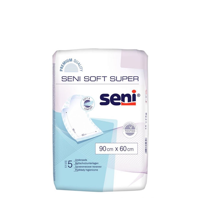 ЧАРШАФИ СЕНИ СОФТ СУПЕР 90 см. x 60 см. 5 броя / SENI SOFT SUPER UNDERPADS