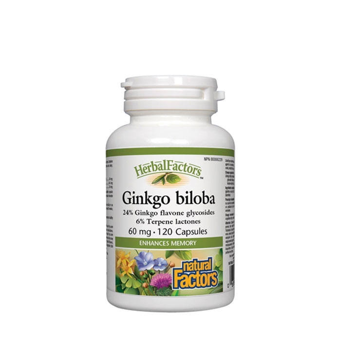 НАТУРАЛ ФАКТОРС ГИНКО БИЛОБА капсули 60 мг 120 броя / NATURAL FACTORS GINKGO BILOBA