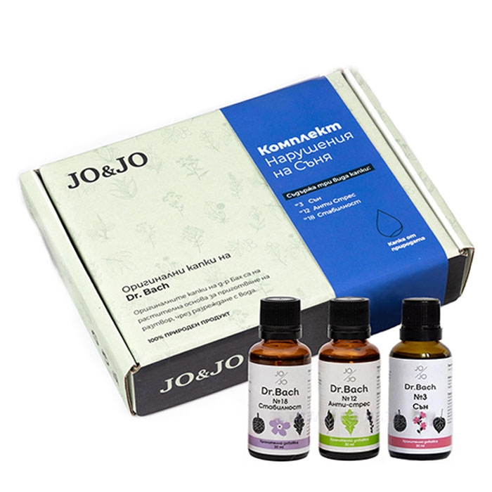 ДЖО ЕНД ДЖО КАПКИ НА ДР. БАХ КОМПЛЕКТ НАРУШЕНИЯ НА СЪНЯ / JO &amp; JO DR. BACH DROPS SET SLEEP DISORDERS