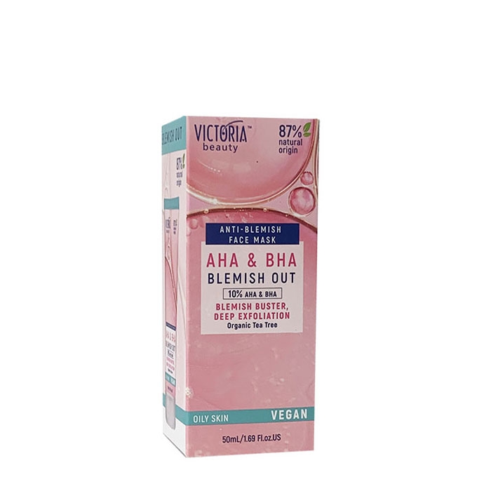 ЕКСФОЛИРАЩА МАСКА ЗА ЛИЦЕ ПРОТИВ НЕСЪВЪРШЕНСТВА С AHA И BHA 50 мл. / VICTORIA BEAUTY ANTI-BLEMISH FACE MASK WITH AHA AND BHA