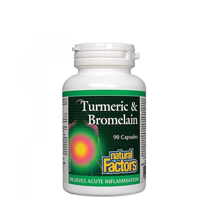 НАТУРАЛ ФАКТОРС КУРКУМА + БРОМЕЛАИН капсули 90 броя / NATURAL FACTORS TURMERIC &amp; BROMELAIN
