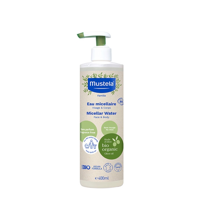 МУСТЕЛА ОРГАНИК МИЦЕЛАРНА ВОДА ЗА ЛИЦЕ И ТЯЛО 400 мл. / MUSTELA ORGANIC MICELLAR WATER FOR FACE AND BODY