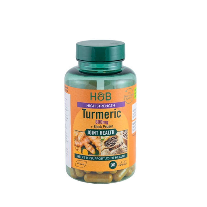 БИО КУРКУМА С ЧЕРЕН ПИПЕР капсули 600 мг 90 броя / HOLLAND BARRETT HIGH STRENGTH BIO TURMERIC WHIT BLACK PEPER