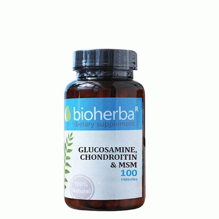 БИОХЕРБА ГЛЮКОЗАМИН, ХОНДРОИТИН И МСМ капсули 100 броя / BIOHERBA GLUCOSAMINE, CHONDROITUN &amp; MSM