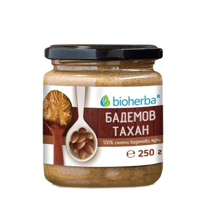 БИОХЕРБА БАДЕМОВ ТАХАН ОТ 100 % СМЛЕНИ БАДЕМОВИ ЯДКИ 250 гр. / BIOHERBA ALMOND TAHINI FROM 100 % MILLED ALMONDS