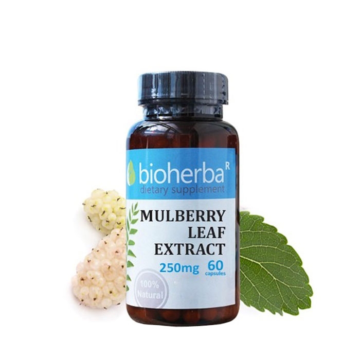 БИОХЕРБА ЕКСТРАКТ ОТ ЛИСТА НА ЧЕРНИЦА капсули 250 мг. 60 броя / BIOHERBA MULBERRY LEAF EXTRACT