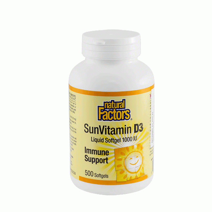 НАТУРАЛ ФАКТОРС ВИТАМИН D3 1000 IU капсули 500 броя / NATURAL FACTORS VITAMIN D3 1000 IU