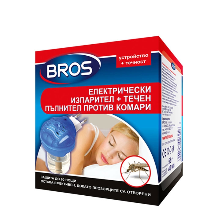 БРОС ЕЛЕКТРИЧЕСКИ ИЗПАРИТЕЛ + ТЕЧЕН ПЪЛНИТЕЛ ПРОТИВ КОМАРИ / BROS ELECTRICAL IZPRAITEL + LIQUID