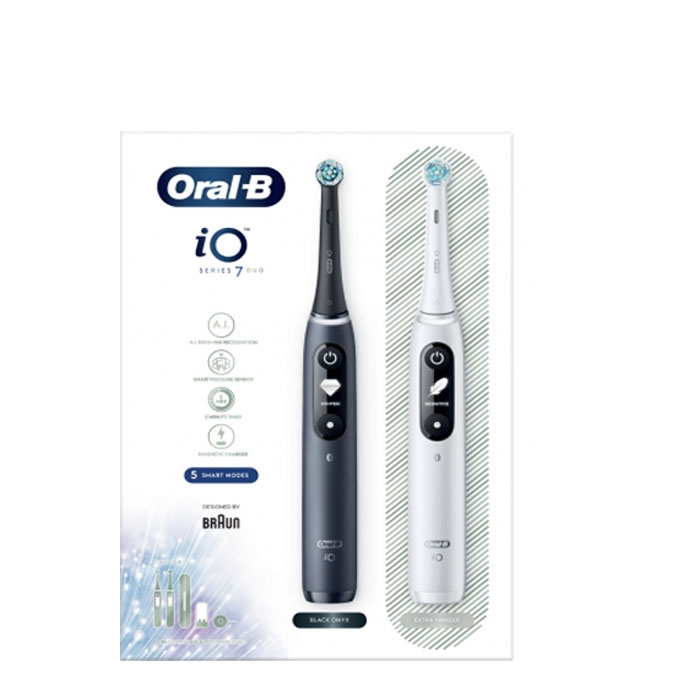 КОМПЛЕКТ ЕЛЕКТРИЧЕСКИ ЧЕТКИ ЗА ЗЪБИ ОРАЛ Б iO 7 ЧЕРНА + БЯЛА / BRAUN ORAL B SPECIAL PACK ELECTRIC TOOTHBRUSHES iO 7 BLACK + WHITE
