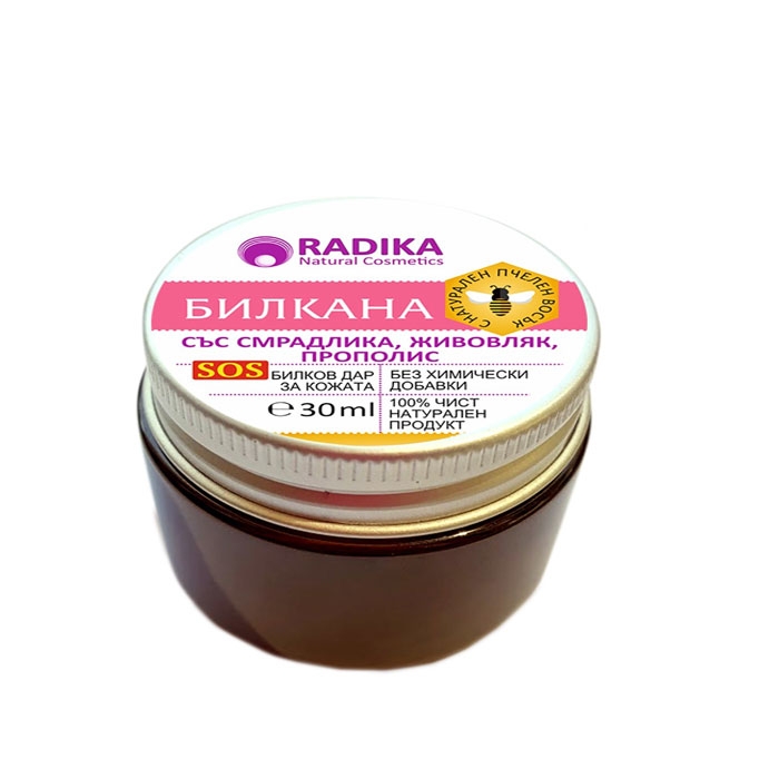РАДИКА БИЛКАНА СЪС СМРАДЛИКА, ЖИВОВЛЯК, ПРОПОЛИС 30 мл. / BIOHERBA RADIKA OINTMENT BILKANA
