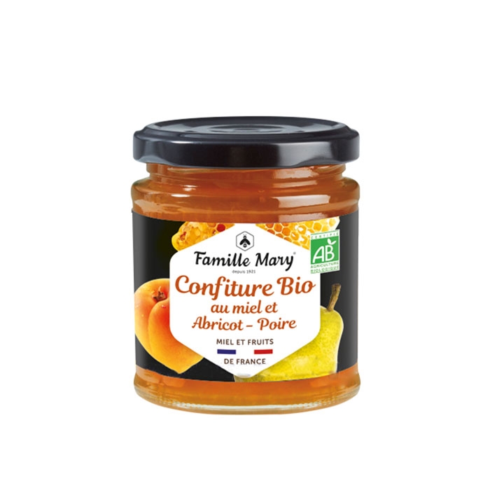 КОНФИТЮР ОТ БИО КРУШИ, КАЙСИИ И МЕД 220 г / FAMILLE MARY JAM OF ORGANIC PEARS, APRICOTS AND HONEY