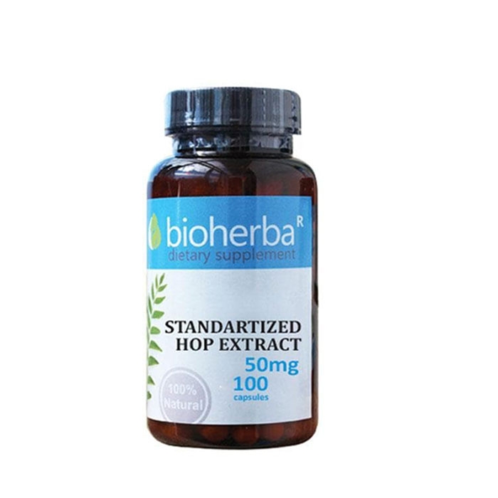 БИОХЕРБА СТАНДАРТИЗИРАН ЕКСТРАКТ ОТ ХМЕЛ капсули 50 мг. 100 броя / BIOHERBA STANDARTIZED HOPS EXTRACT