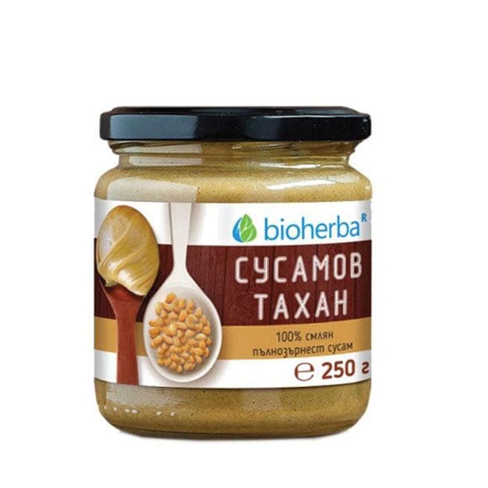БИОХЕРБА СУСАМОВ ТАХАН ОТ 100% СМЛЯН ПЪЛНОЗЪРНЕСТ СУСАМ 250 гр. / BIOHERBA SESAME TAHINI FROM 100 % WHOLE GRAIN SESAME