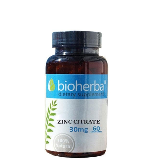 БИОХЕРБА ЦИНК (ЦИТРАТ) капсули 30 мг. 60 броя / BIOHERBA ZINC CITRATE