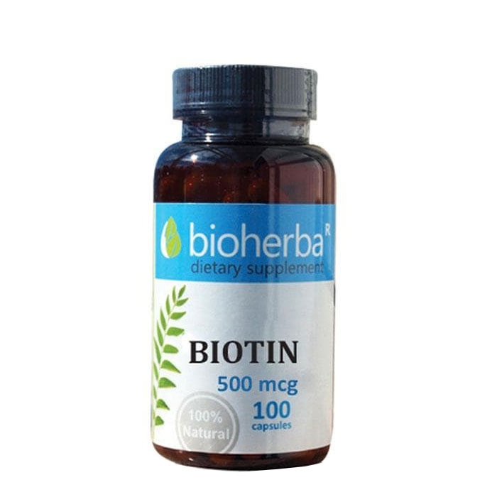 БИОХЕРБА БИОТИН капсули 500 мкг. 100 броя / BIOHERBA BIOTIN
