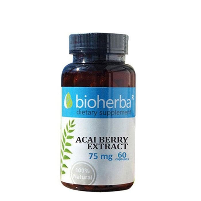 БИОХЕРБА АКАЙ БЕРИ ЕКСТРАКТ капсули 75 мг. 60 броя / BIOHERBA ACAI BERRY EXTRACT