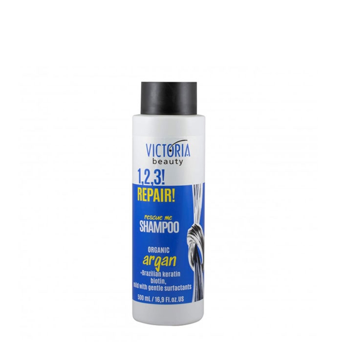 REPAIR 1, 2, 3 ПОДСИЛВАЩ ШАМПОАН ЗА УВРЕДЕНА КОСА С АРГАН 500 мл. / VICTORIA BEAUTY 1, 2, 3 REPAIR RESCUE ME SHAMPOO ORGANIC ARGAN