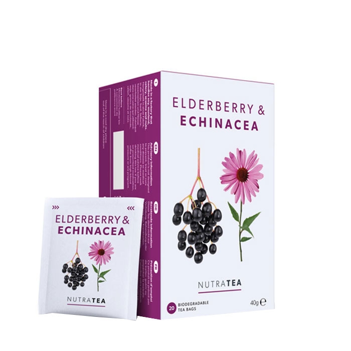 НУТРАТИЙ ЧАЙ БЪЗ И ЕХИНАЦЕЯ филтър 20 броя / NUTRATEA ELDERBERRY &amp; ECHINACEA