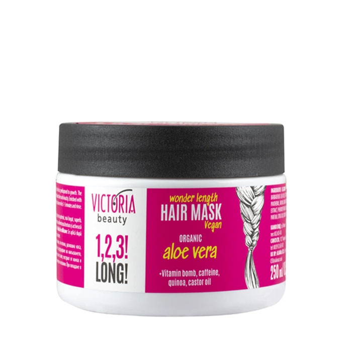 LONG 1, 2, 3 МАСКА ЗА ДЪЛГА КОСА С АЛОЕ ВЕРА 250 мл. / VICTORIA BEAUTY 1, 2, 3 LONG HAIR MASK WONDER LENGTH ORGANIC ALOE VERA