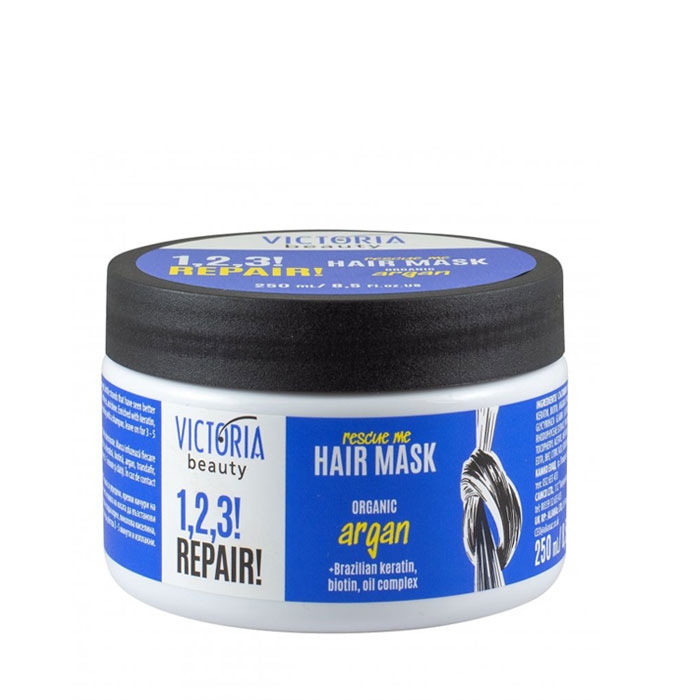 REPAIR 1, 2, 3 МАСКА ЗА УВРЕДЕНА КОСА С АРГАН 250 мл. / VICTORIA BEAUTY 1, 2, 3 REPAIR RESCUE ME HAIR MASK ORGANIC ARGAN