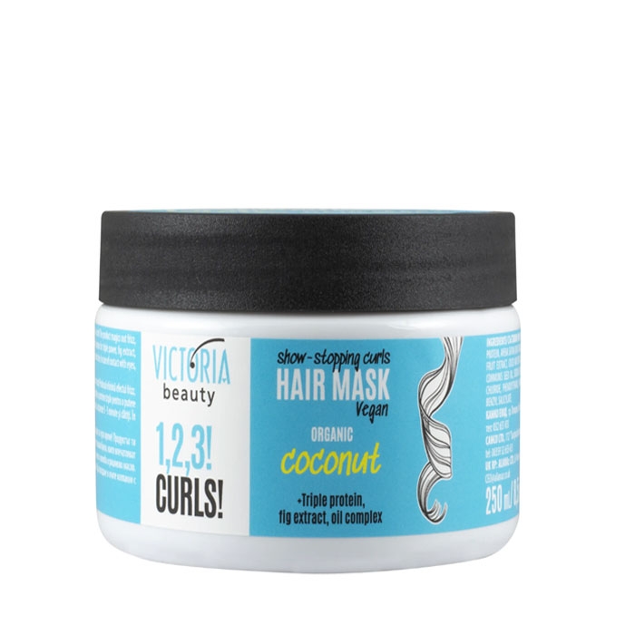 CURLS 1, 2, 3 МАСКА ЗА КЪДРИЦИ С КОКОС 250 мл. / VICTORIA BEAUTY 1, 2, 3, CURLS HAIR MASK COCONUT