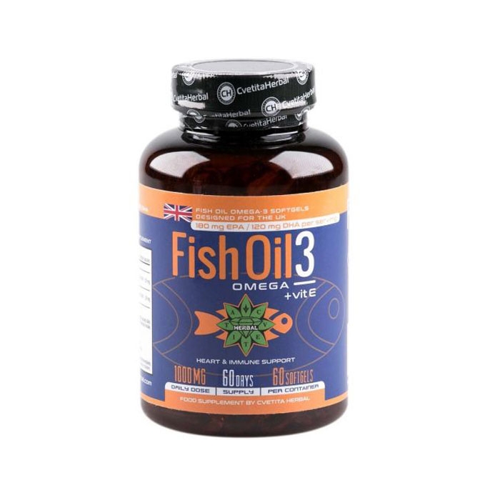 ФИШ ОЙЛ 3 ОМЕГА 3 + ВИТАМИН Е капсули 60 броя / CVETITA FISH OIL 3 OMEGA 3 + VITAMIN E