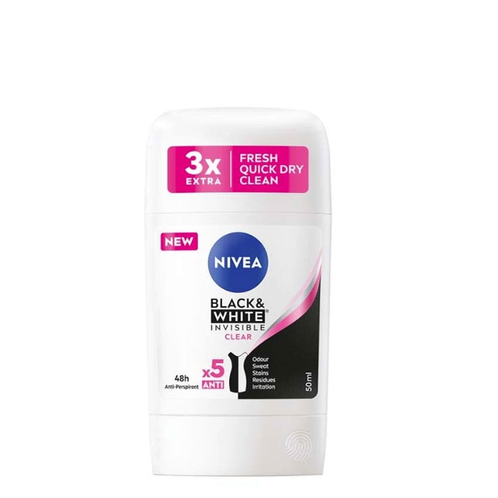 НИВЕА СТИК БЛЕК ЕНД УАЙТ ИНВИЗИБЪЛ КЛИЪР ЗА ЖЕНИ 50 мл. / NIVEA BLACK &amp; WHITE INVISIBLE CLEAR