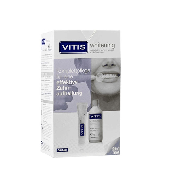 ВИТИС КОМПЛЕКТ ИЗБЕЛВАЩА ПАСТА ЗА ЗЪБИ 100 мл + ВОДА ЗА УСТА 500 мл. / DENTAID VITIS WHITENING SET TOOTHPASTE+ MOUTHWASH