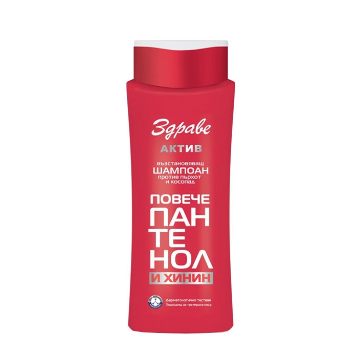 ВЪЗСТАНОВЯВАЩ ШАМПОАН ЗДРАВЕ АКТИВ С ПАНТЕНОЛ И ХИНИН 390 мл / AROMA ZDRAVE ACTIVE RESTORING SHAMPOO WITH PANTHENOL AND QUININE