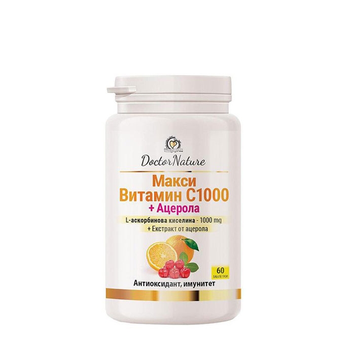 МАКСИ ВИТАМИН C + АЦЕРОЛА таблетки 60 броя / DOCTOR NATURE MAXI VITAMIN C + ACEROLA