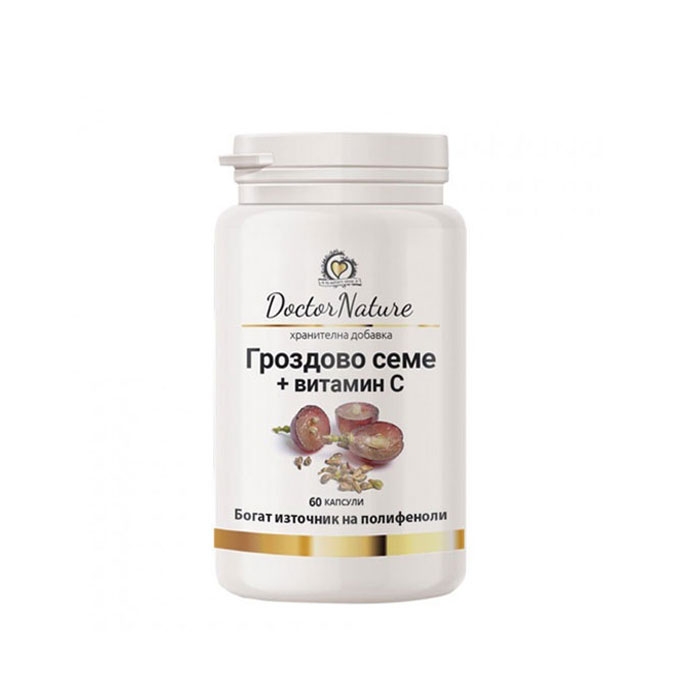 ЕКСТРАКТ ОТ ГРОЗДОВО СЕМЕ + ВИТАМИН C капсули 60 броя / DOCTOR NATURE GRAPE SEED EXTRACT + VITAMIN C