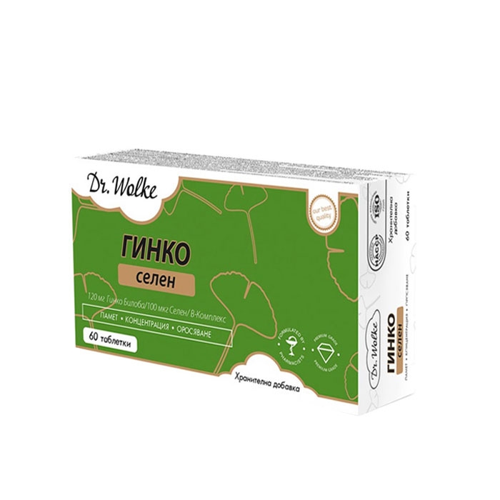 ГИНКО - СЕЛЕН 120 + B КОМПЛЕКС таблетки 60 броя / DR. WOLKE GINKGO - SELENIUM 120 + B COMPLEX