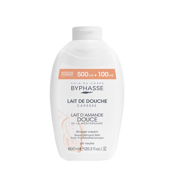 ДУШ КРЕМ CARESSE С МЛЯКО ОТ СЛАДЪК БАДЕМ 600 мл. / BYPHASSE CARESSE SHOWER CREAM WITH ALMOND MILK