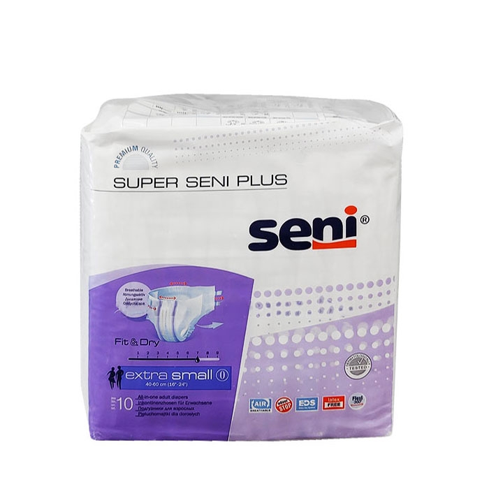 ПЕЛЕНИ ЗА ВЪЗРАСТНИ СЕНИ СУПЕР ПЛЮС размер XS 10 броя / SENI PLUS PAMPERS FOR ADULTS SUPER