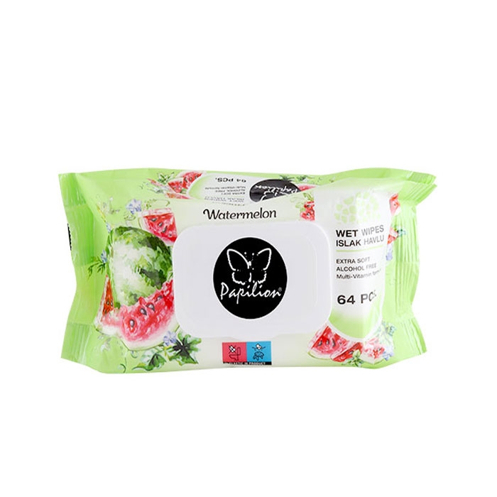 МОКРИ КЪРПИ ПАПИЛИОН ДИНЯ 64 броя / PAPILION WET WIPES WATERMELON