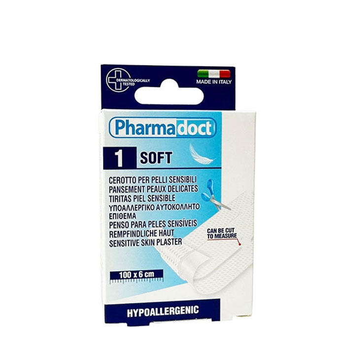 ФАРМАДОКТ ХИПОАЛЕРГЕННА ДИШАЩА ЛЕНТА СОФТ БЯЛ ЦВЯТ 100 х 6 см. / PHARMADOCT SENSITIVE SKIN PLASTER WHITE