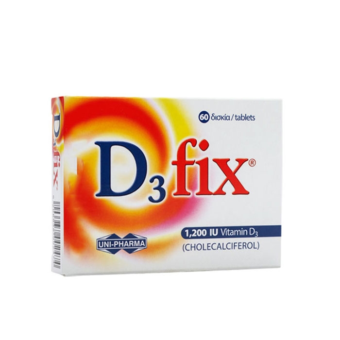 УНИ-ФАРМА D3 ФИКС 1200 IU ВИТАМИН D3 (ХОЛЕКАЛЦИФЕРОЛ) таблетки 60 броя / UNI-PHARMA D3 FIX 1200 IU VITAMIN D3 (CHOLECALCIFEROL)