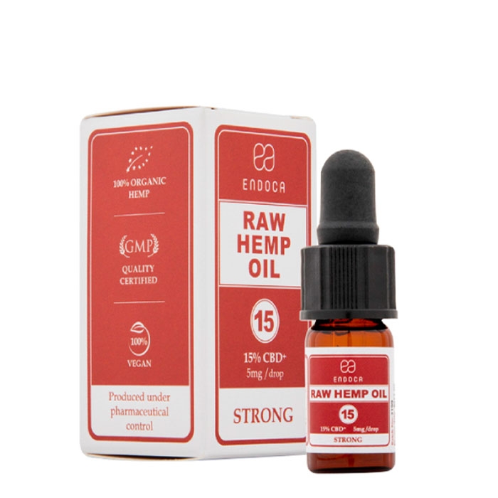 ЕНДОКА СУРОВО КОНОПЕНО МАСЛО 300 мг. CBD+CBDa 15% капки 2 мл. / ENDOCA RAW HEMP OIL CBD+CBDa