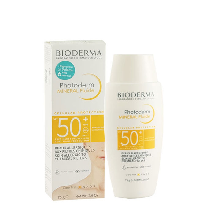БИОДЕРМА ФОТОДЕРМ МИНЕРАЛ ФЛУИД SPF 50+ 75 гр. / BIODERMA PHOTODERM MINERAL FLUIDE SPF 50+