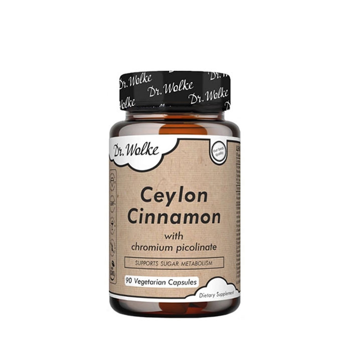 ЦЕЙЛОНСКА КАНЕЛА + ХРОМ ПИКОЛИНАТ капсули 90 броя / DR. WOLKE CEYLON CINNAMON WITH CHROMIUM PICOLINATE