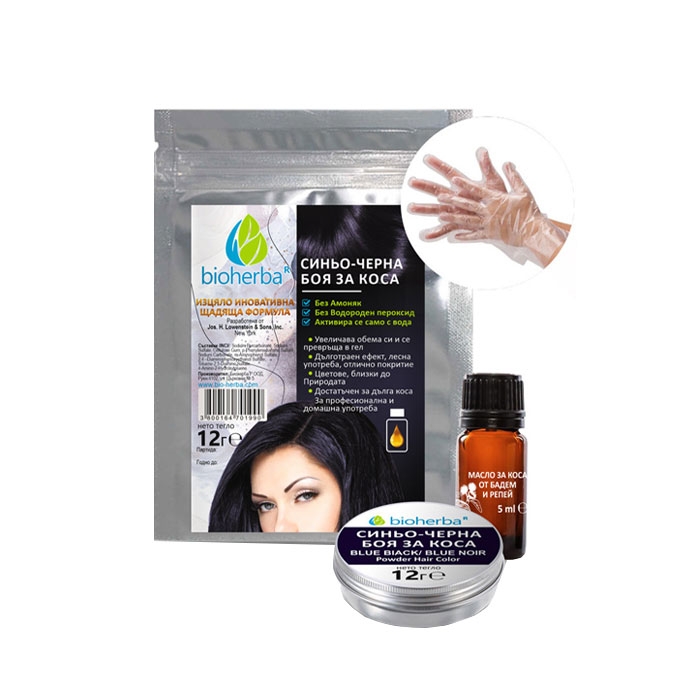 БИОХЕРБА БОЯ ЗА КОСА СИНЬО - ЧЕРНА / BIOHERBA HAIR DYE BLUE - BLACK