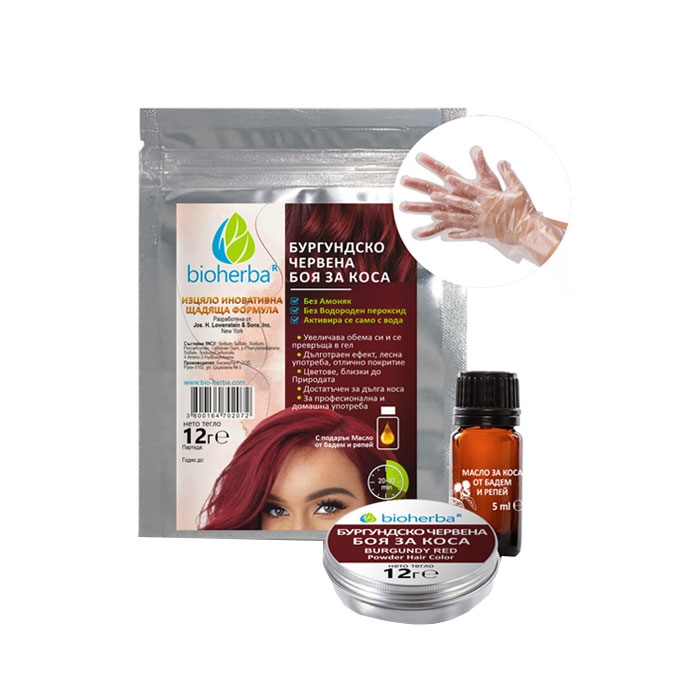 БИОХЕРБА БОЯ ЗА КОСА БУРГУНДСКО - ЧЕРВЕНА / BIOHERBA HAIR DYE BURGUNDY - RED