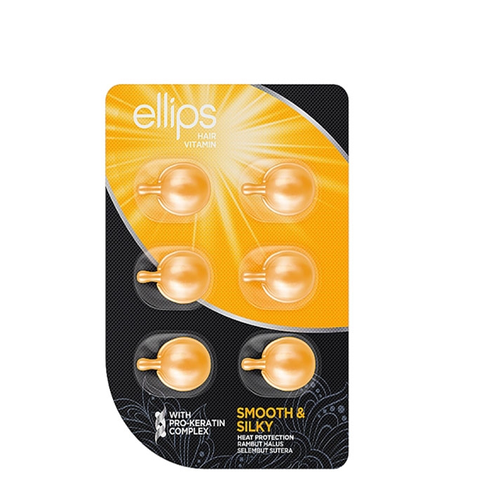 ЕЛЛИПС ВИТАМИНЕН СЕРУМ ЗА МЕКА И КОПРИНЕНА КОСА 1 мл. 6 броя / ELLIPS HAIR VITAMIN HEAT PROTECTION SMOOTH &amp; SILKY WITH PRO-KERATIN COMPLEX
