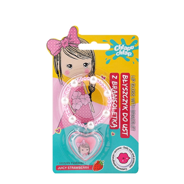 ГЛАНЦ ЗА УСТНИ С ГРИВНА СОЧНА ЯГОДА 1,5 гр. / CHLAPU CHLAP LIP GLOSS WITH BRACELET JUISY STRAWBERRY